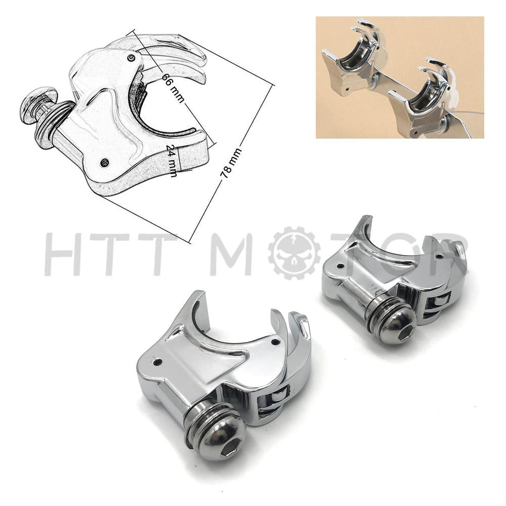 2X Chrome 39mm Forks Quick Release Windshield Clamps For Harley Dyna Sportster