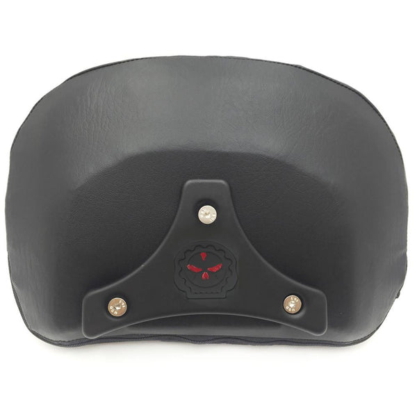 Chrome Cushion Backrest w/ Skull Plate For 1997-2017 Harley Touring Road King