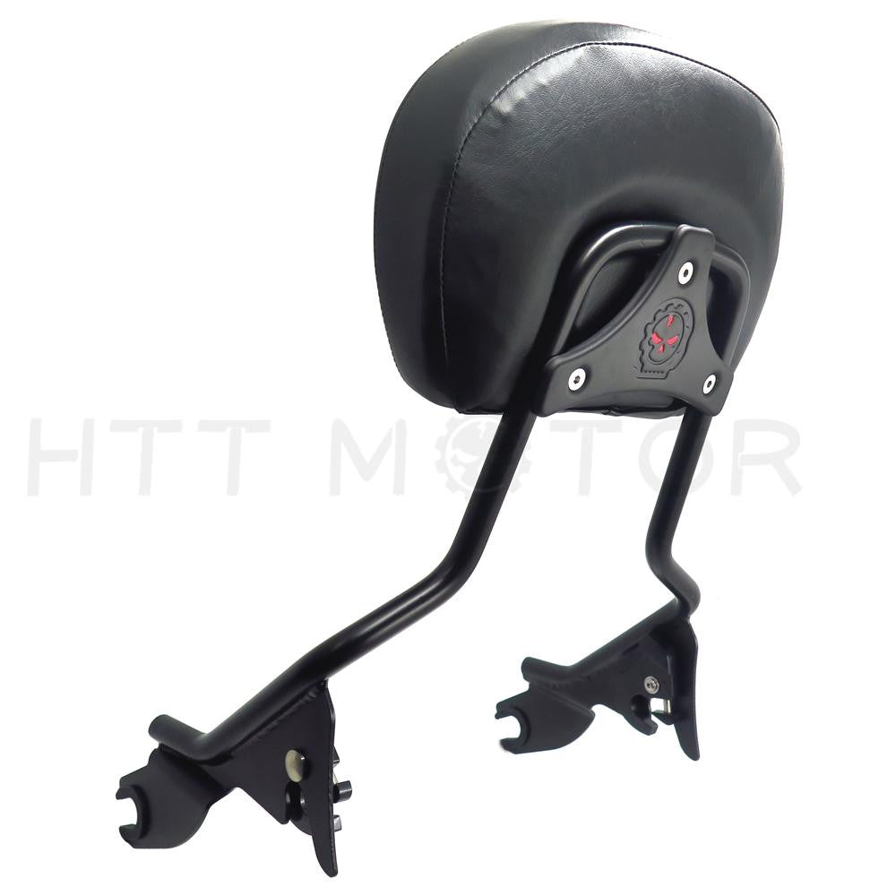 Backrest Sissy Bar w/ pad Gear Skull For Harley Street Glide FLHX Gloss Black