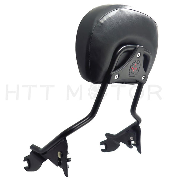 Backrest Sissy Bar w/ pad Gear Skull For Harley Street Glide FLHX Gloss Black