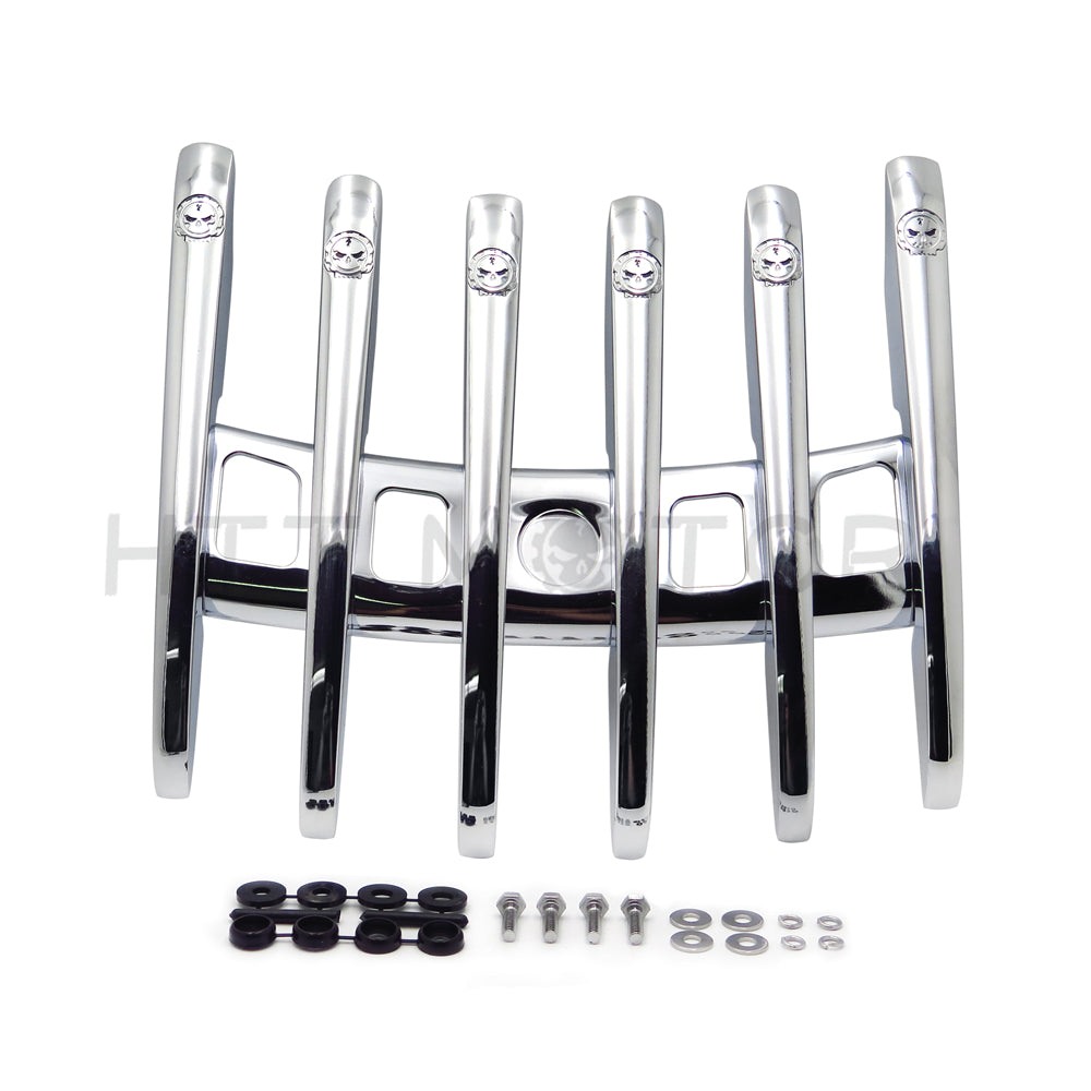 Stealth Top Luggage Rail Rack for Harley Touring Tour Paks Tour Packs Chrome Skull