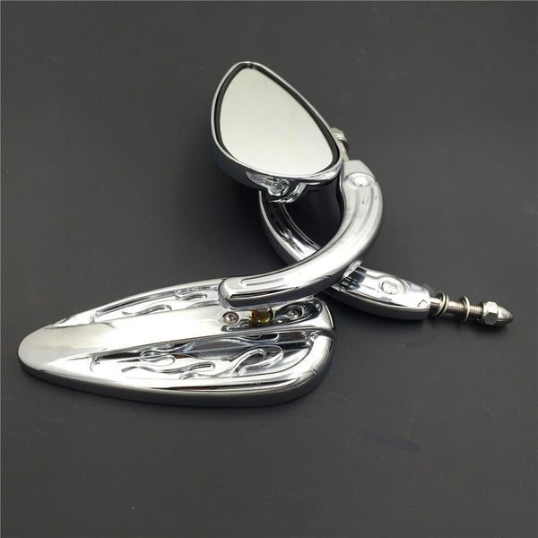 Custom Tailfin Mirrors Fit Harley Sportster 883 XLH Springer Softail V Chromed
