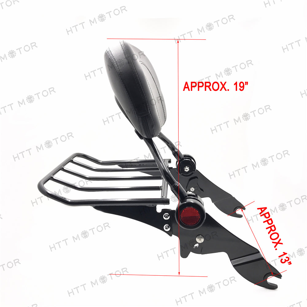 HTTMT- Adjustable Backrest Sissy Bar+Luggage Rack For Harley Touring 09-15
