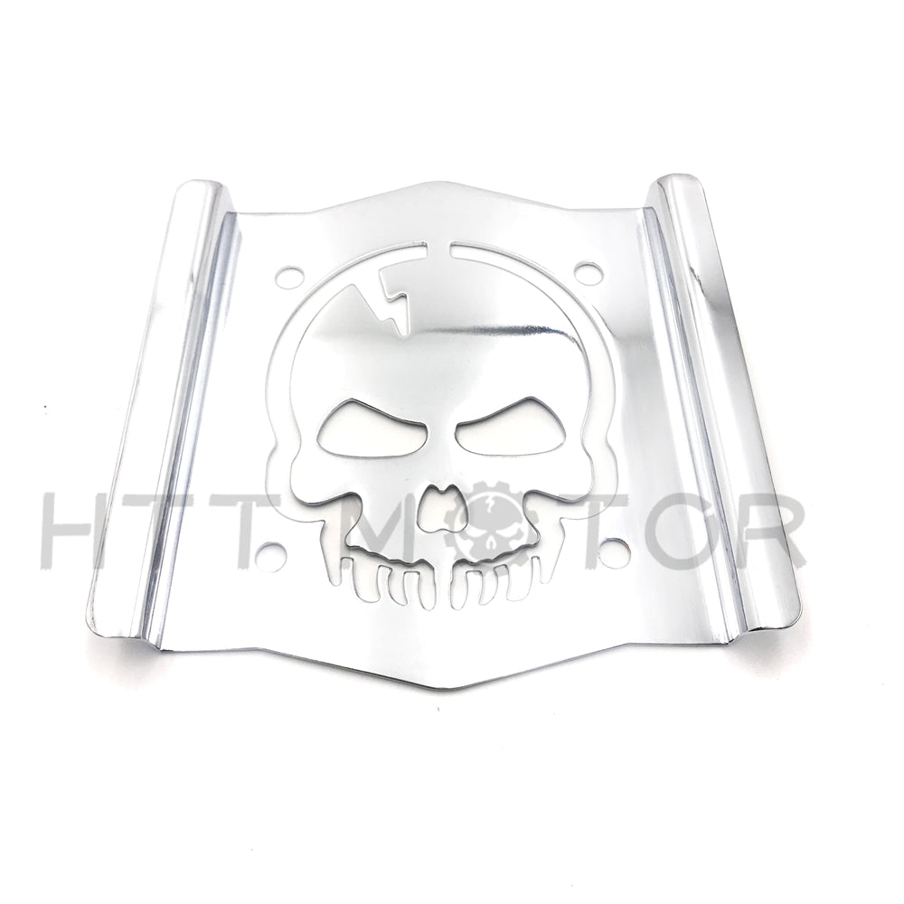 HTTMT- Skull Backrest Sissy Bar Plate Chrome Universal Fit