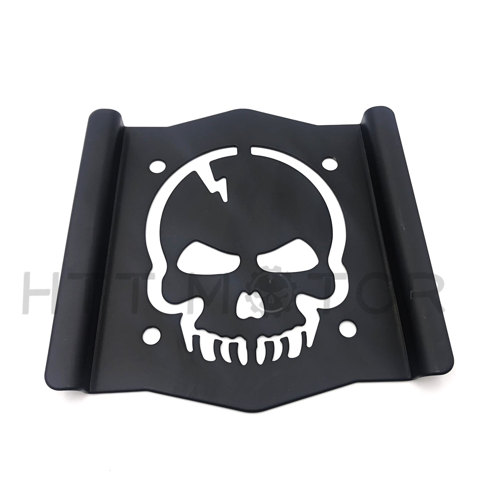 HTTMT- Skull Backrest Sissy Bar Plate Matt Black Universal Fit