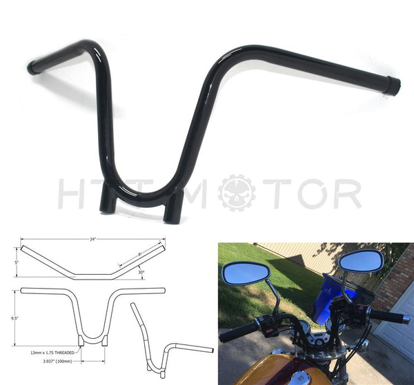 7/8 XS650 Bootlegger Handlebars chopper bobber hardtail ape yamaha tx650 Black