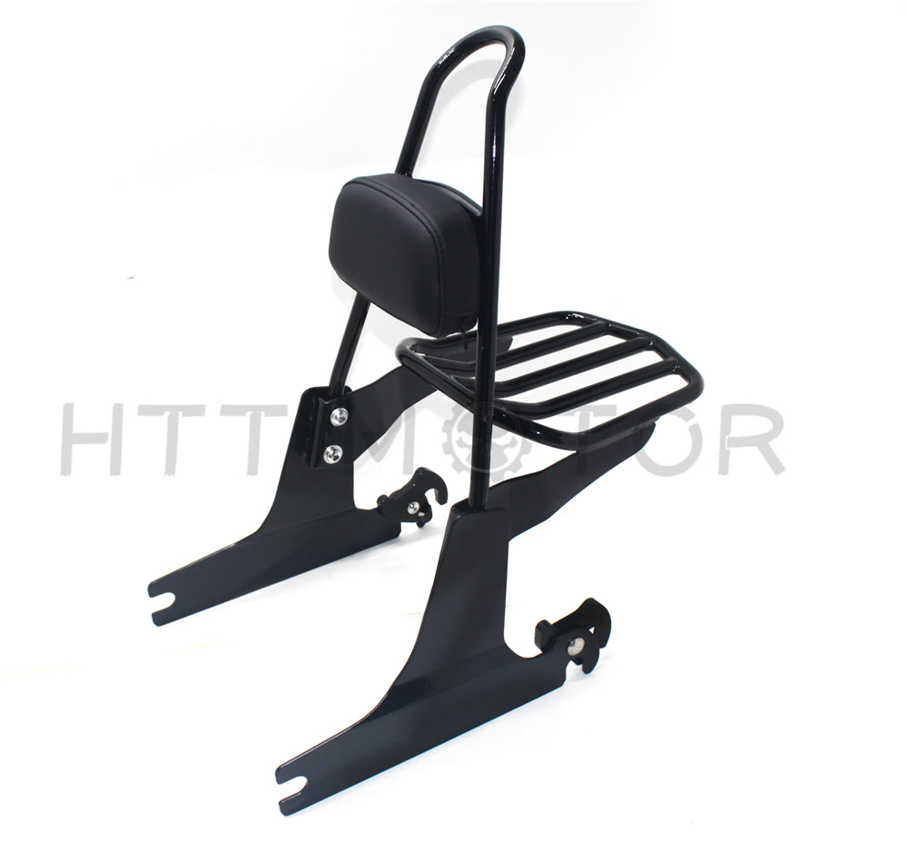 Passenger Backrest Pad Sissy Bar Cushion Luggage Rack For Harley Softail 00-05 Black