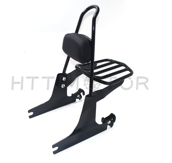 Passenger Backrest Pad Sissy Bar Cushion Luggage Rack For Harley Softail 00-05 Black