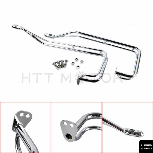 Chrome Saddlebag Twin Rail Guard Support Kit For 2009-2013 Harley Touring Models