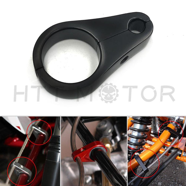 1" 25MM Black Brake Line Clutch Cable Handlebar Frame Clamp for UTV ATV Harley